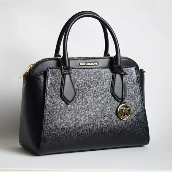 Michael Kors Crossbody Daria Large Triple Compartment Black Leather Satc… - Picture 2 of 11